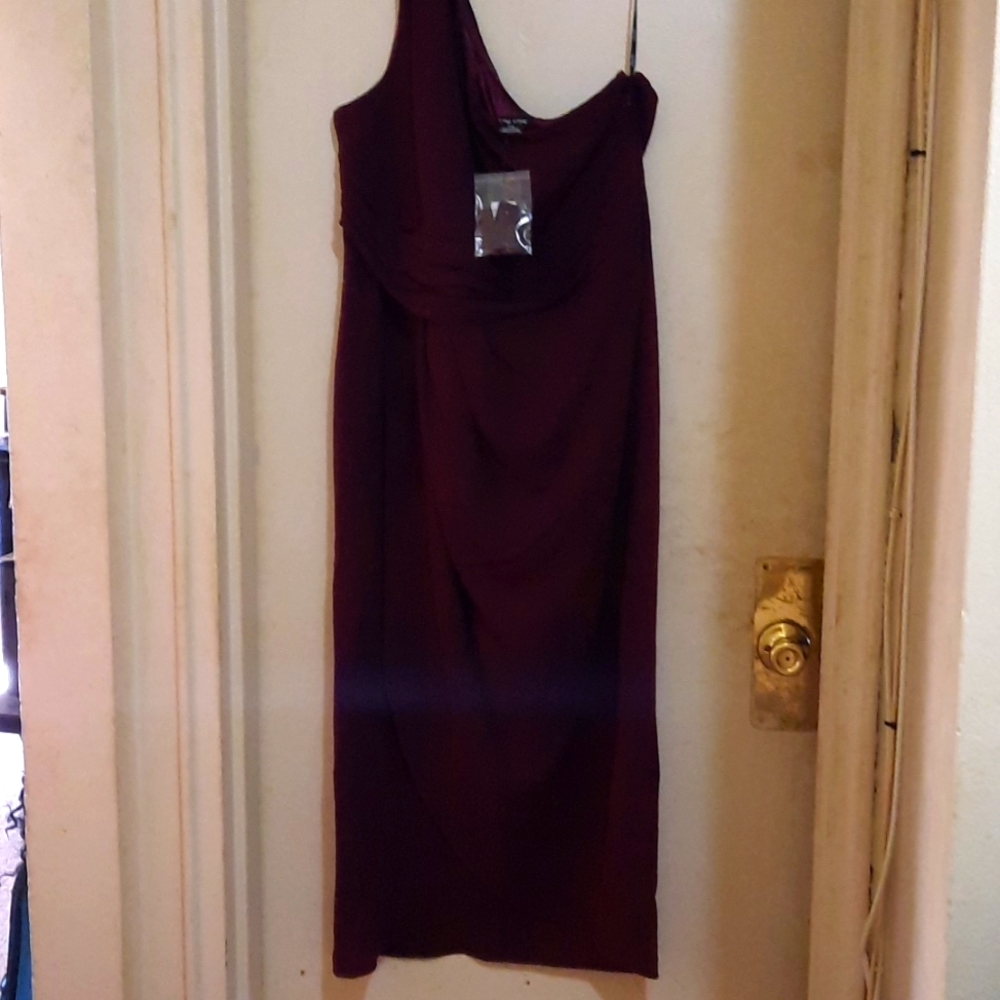 City Chic One Shoulder Burgundy/Wine Dress Size 16.